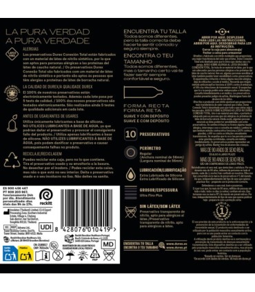 DUREX CONEXION TOTAL ULTRA FINO PLUS SIN LATEX 10 UNIDADES