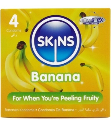 SKINS PRESERVATIVOS PREMIUM SABOR PLATANO PACK 4