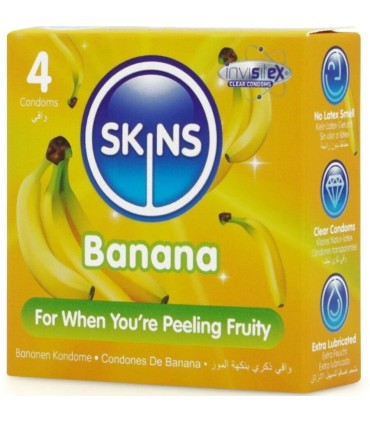 SKINS PRESERVATIVOS PREMIUM SABOR PLATANO PACK 4