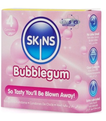 SKINS PRESERVATIVOS PREMIUM SABOR CHICLE PACK 4