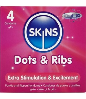 SKINS DOTS RIBS PRESERVATIVOS PREMIUM PACK 4