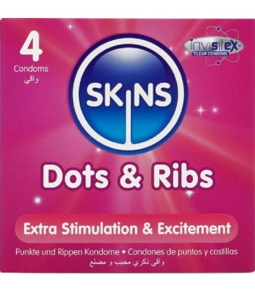 SKINS DOTS RIBS PRESERVATIVOS PREMIUM PACK 4