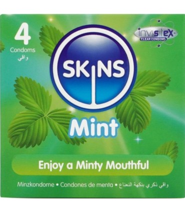 SKINS PRESERVATIVOS PREMIUM SABOR MENTA PACK 4