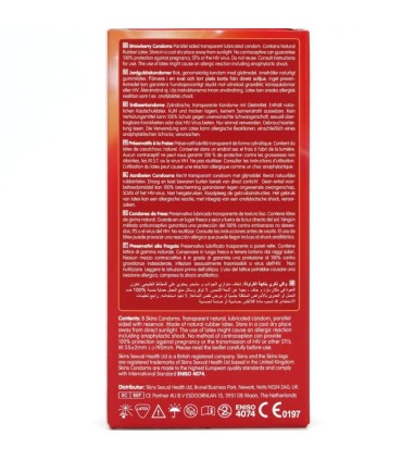 SKINS PRESERVATIVOS PREMIUM SABOR FRESA PACK 8
