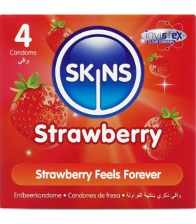 SKINS PRESERVATIVOS PREMIUM SABOR FRESA PACK 4