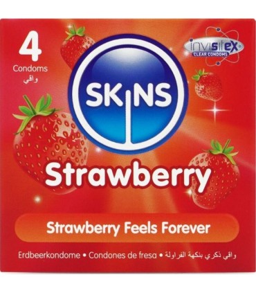 SKINS PRESERVATIVOS PREMIUM SABOR FRESA PACK 4