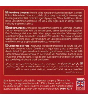 SKINS PRESERVATIVOS PREMIUM SABOR FRESA PACK 4