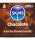SKINS PRESERVATIVOS PREMIUM SABOR CHOCOLATE PACK 4