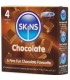 SKINS PRESERVATIVOS PREMIUM SABOR CHOCOLATE PACK 4