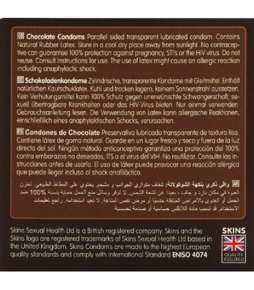 SKINS PRESERVATIVOS PREMIUM SABOR CHOCOLATE PACK 4