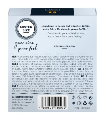 MISTER SIZE PRESERVATIVOS TALLA M 53 MM 3 UNIDADES
