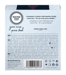 MISTER SIZE PRESERVATIVOS TALLA XL 60 MM 3 UNIDADES