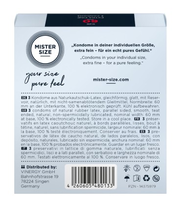 MISTER SIZE PRESERVATIVOS TALLA XL 60 MM 3 UNIDADES