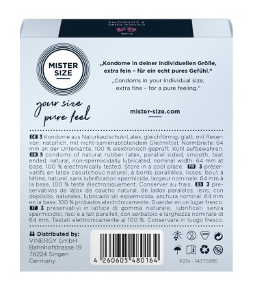 MISTER SIZE PRESERVATIVOS TALLA XXL 64 MM 3 UNIDADES