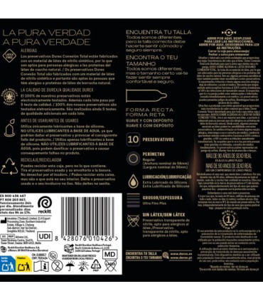 DUREX CONEXION TOTAL XL ULTRA FINO PLUS SIN LATEX 10 UNIDADES