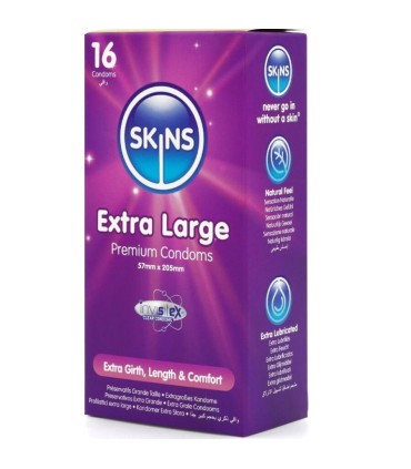 SKINS TAMANO XL PRESERVATIVOS PREMIUM PACK 16