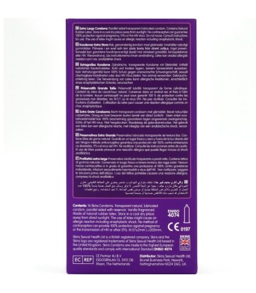 SKINS TAMANO XL PRESERVATIVOS PREMIUM PACK 16