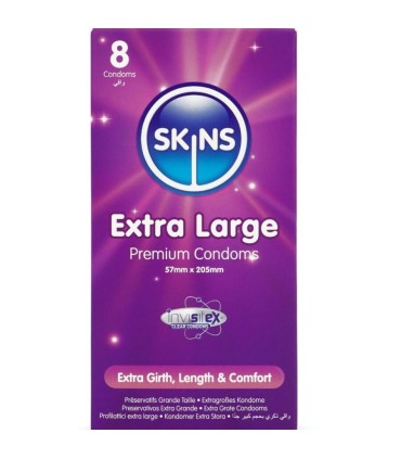 SKINS TAMANO XL PRESERVATIVOS PREMIUM PACK 8