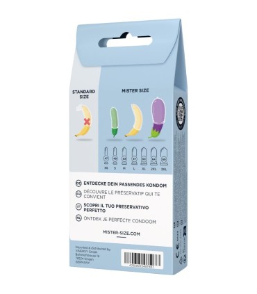 MISTER SIZE TEST SET 3 PRESERVATIVOS DIFERENTES TALLAS CINTA METRICA