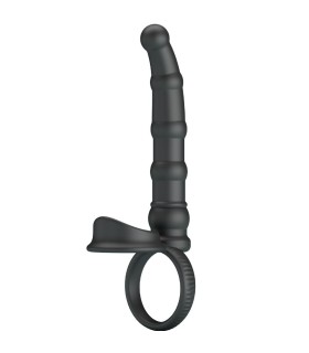 PRETTY LOVE TATUM ANILLO VIBRADOR PENE CON PLUG 10 VIBRACIONES NEGRO