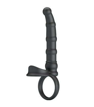 PRETTY LOVE TATUM ANILLO VIBRADOR PENE CON PLUG 10 VIBRACIONES NEGRO