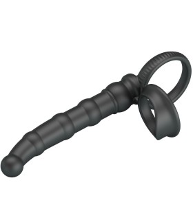 PRETTY LOVE TATUM ANILLO VIBRADOR PENE CON PLUG 10 VIBRACIONES NEGRO