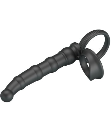 PRETTY LOVE TATUM ANILLO VIBRADOR PENE CON PLUG 10 VIBRACIONES NEGRO
