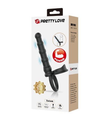 PRETTY LOVE TATUM ANILLO VIBRADOR PENE CON PLUG 10 VIBRACIONES NEGRO