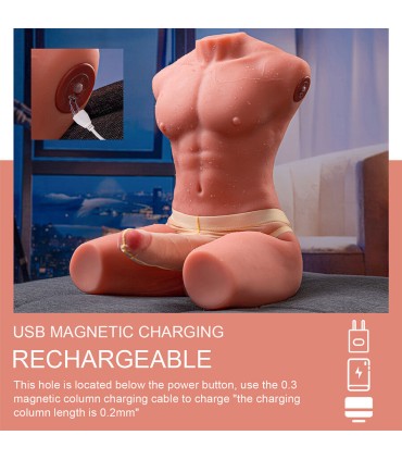 XISE JASON HALF BODY TORSO REALISTICO MASCULINO CON THRUSTING Y VIBRACION 55 CM