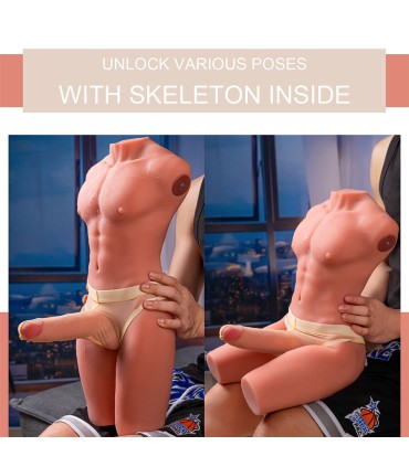 XISE JASON HALF BODY TORSO REALISTICO MASCULINO CON THRUSTING Y VIBRACION 55 CM