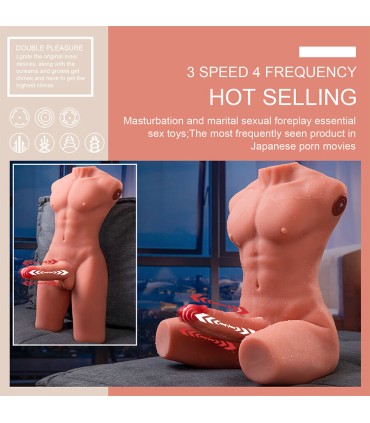 XISE JASON HALF BODY TORSO REALISTICO MASCULINO CON THRUSTING Y VIBRACION 55 CM
