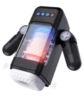 GAME CUP MASTURBADOR MASCULINO CON VIBRACION Y FUNCION CALOR CON SOPORTE PARA MOVILES NEGRO