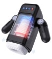 GAME CUP - MASTURBADOR MASCULINO CON VIBRACIÓN Y FUNCIÓN CALOR CON SOPORTE PARA MÓVILES - NEGRO