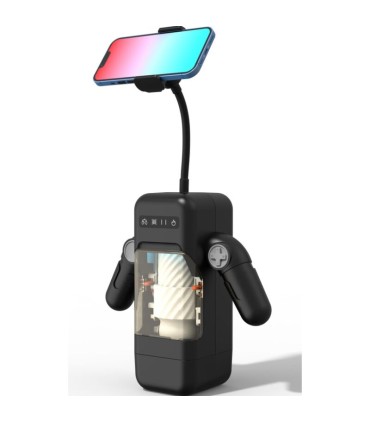 GAME CUP MASTURBADOR MASCULINO CON VIBRACION Y FUNCION CALOR CON SOPORTE PARA MOVILES NEGRO