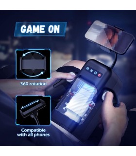 GAME CUP MASTURBADOR MASCULINO CON VIBRACION Y FUNCION CALOR CON SOPORTE PARA MOVILES NEGRO