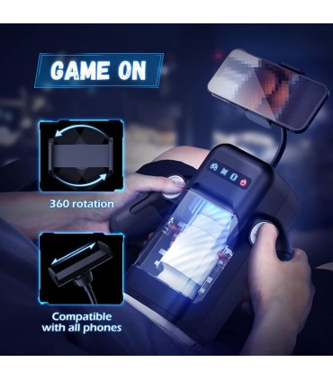 GAME CUP MASTURBADOR MASCULINO CON VIBRACION Y FUNCION CALOR CON SOPORTE PARA MOVILES NEGRO