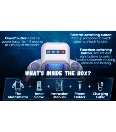 GAME CUP MASTURBADOR MASCULINO CON VIBRACION Y FUNCION CALOR CON SOPORTE PARA MOVILES NEGRO