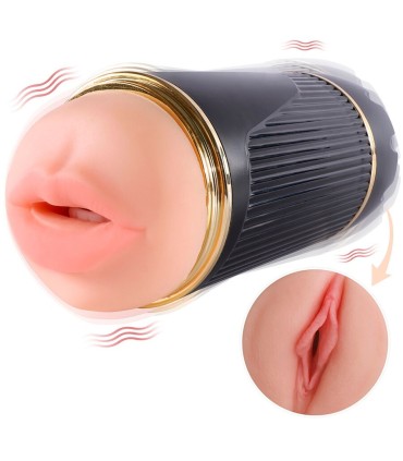 SHEQU KAY MASTURBADOR DOBLE CON VIBRACION DUAL BOCA Y VAGINA