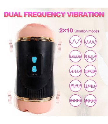 SHEQU KAY MASTURBADOR DOBLE CON VIBRACION DUAL BOCA Y VAGINA