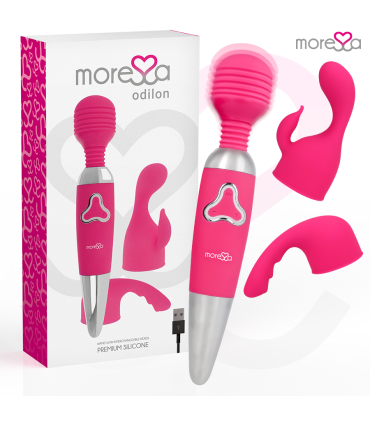 MORESSA ODILON WAND POTENTE MOTOR MAS DOS CABEZALES PREMIUM SILICONE RECARGABLE