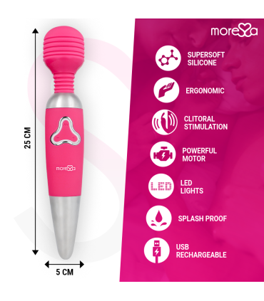MORESSA ODILON WAND POTENTE MOTOR MAS DOS CABEZALES PREMIUM SILICONE RECARGABLE