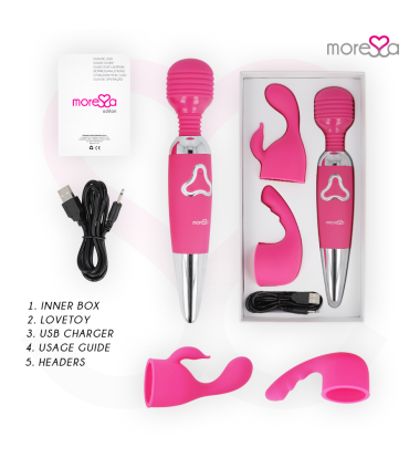 MORESSA ODILON WAND POTENTE MOTOR MAS DOS CABEZALES PREMIUM SILICONE RECARGABLE