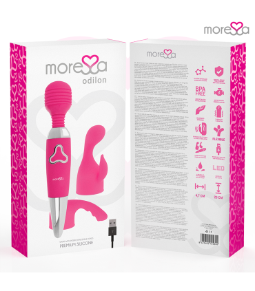 MORESSA ODILON WAND POTENTE MOTOR MAS DOS CABEZALES PREMIUM SILICONE RECARGABLE