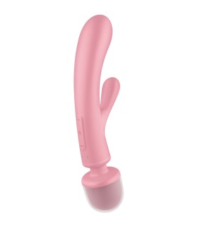 SATISFYER TRIPLE LOVER MASAJEADOR VIBRADOR RABBIT ROSA