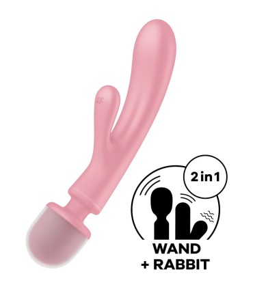 SATISFYER TRIPLE LOVER MASAJEADOR VIBRADOR RABBIT ROSA