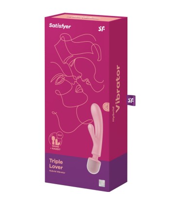 SATISFYER TRIPLE LOVER MASAJEADOR VIBRADOR RABBIT ROSA