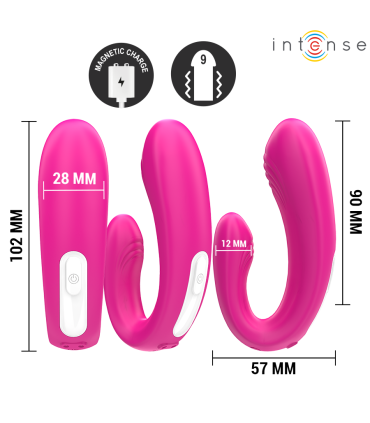 INTENSE JANET ESTIMULADOR Y VIBRADOR DUAL EN FORMA DE U CON CONTROL REMOTO ROSA