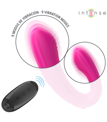 INTENSE JANET ESTIMULADOR Y VIBRADOR DUAL EN FORMA DE U CON CONTROL REMOTO ROSA