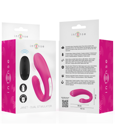 INTENSE JANET ESTIMULADOR Y VIBRADOR DUAL EN FORMA DE U CON CONTROL REMOTO ROSA