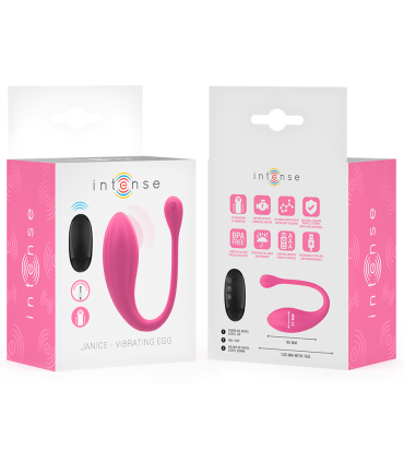 INTENSE JANICE HUEVO VIBRADOR U DOBLE ESTIMULACION 10 VIBRACIONES ROSA CONTROL REMOTO